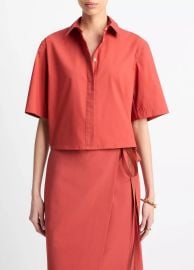 Cotton Short-Sleeve Cropped Shirt in Products Women at Vince