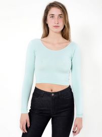 Cotton Spandex Jersey Long Sleeve Crop Top at American Apparel