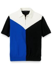 Cotton Zip Polo  Paul Fredrick at Paul Fredrick