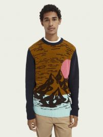 Cotton-blend artwork sweater at Scotch & Soda