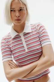 Cotton polo shirt - Redwhite striped - Ladies HampM US at H&M