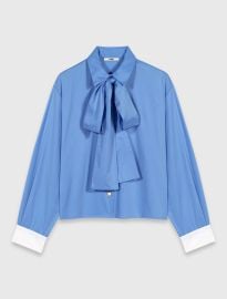 Cotton pussy bow shirt at Maje