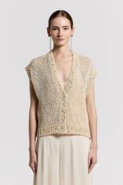 Cotton ribbon cardigan with sequins at Peserico