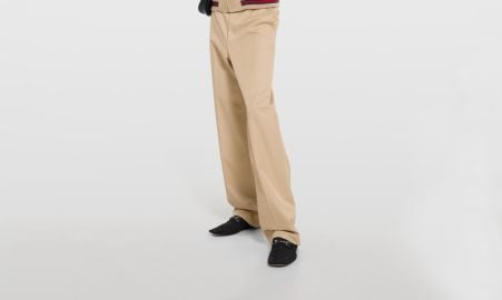 Cotton twill pants with embroidery in sand US at Gucci