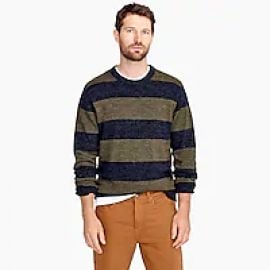 Cotton-wool crewneck sweater in stripe at J. Crew