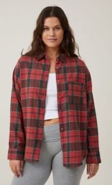CottonOn Womens Boyfriend Flannel Shirt Button-Up Red amp Black Check Size 10 NEW eBay at eBay