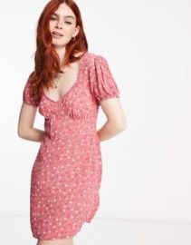 CottonOn tie back mini tea dress in pink floral at ASOS