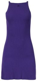 Courr ges Rib Knit Pointy Dress in Ultra Violet at GOAT