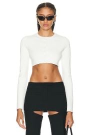 Courreges Milano Knit Cropped Cardigan in Heritage White FWRD at FWRD