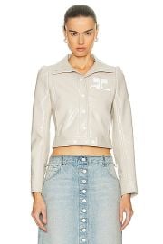 Courreges Reedition Vinyl Jacket in Mastic Grey FWRD at FWRD