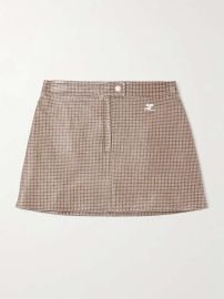 Courreges Reedition appliqued checked coated cotton blend mini skirt at Net a Porter