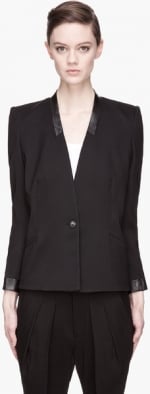 Cove leather trim blazer by Helmut Lang at SSENSE