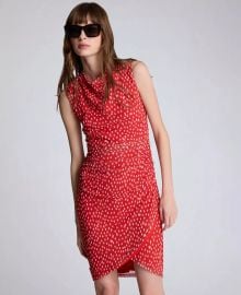 Cowl Neck Polka Dot Side Asymmetrical Mini Dress Kenneth Cole at Macys