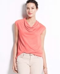 Cowl neck top in orange at Ann Taylor