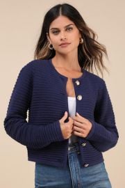 Coziest Chic Navy Textured Cardigan at Lulus