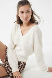 Cozy Chenille V-Neck Sweater by Urban Outfitters at Urban Outfitters