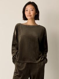 Cozy Velour Knit Bateau Neck Top EILEEN FISHER at Eileen Fisher