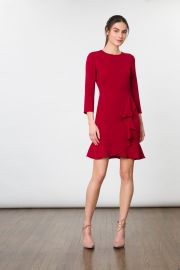 Cranberry Stretch Crepe Leanach Dress by Shoshanna at Shoshanna