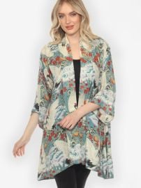 Crane in Jungle Silk Kimono Jacket CITRON CLOTHING at Citron