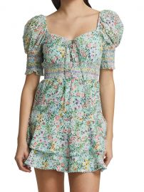 Crawford Floral Print Sweetheart Puff-Sleeve Mini Dress at Saks Fifth Avenue