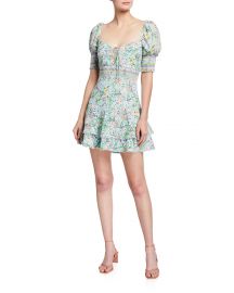 Crawford Sweetheart Puff-Sleeve Dress at Neiman Marcus