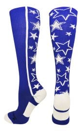 Crazy Socks with Stars Over the Calf Socks multiple colors  at MadSportsStuff