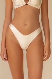 Cream Silkie Lulu (Zig-Zag Stitch) Bikini Bottom at Montce