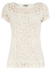 Cream lace tee at Dorothy Perkins