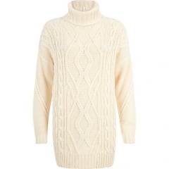 Cream roll neck sweater at River Island