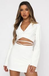 Creative Direction Cropped Blazer White  124 at White Fox