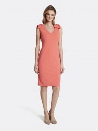 Crepe Bow-Shoulder Sheath Dress by Tahari by ASL at Tahari ASL