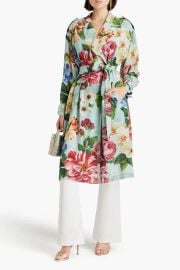Crepe De Chine Flower Print Coat at Sendegaro