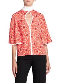 Crepe Flower Print Keyhole Top at Saks Fifth Avenue