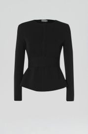 Crepe Knit Curved Hem Jacket Black Scanlan Theodore US at Scanlan Theodore