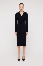 Crepe Knit Drape Front Dress Black Dresses Scanlan Theodore at Scanlan Theodore