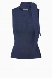 Crepe Knit Sleeveless Cravat Tank Slate at Scanlan Theodore