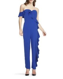 Crepe Off-the-Shoulder Ruffle Flounce Jumpsuit at Neiman Marcus