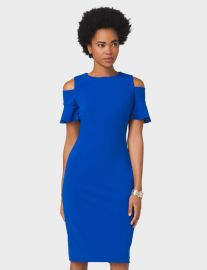 Crepe Ruffled Cold-Shoulder Sheath Dress by Dressbarn at Dressbarn