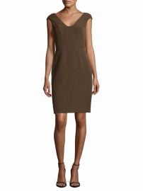 Crepe Sheath Olive Dress by Adrianna Papell at Saks Off 5th