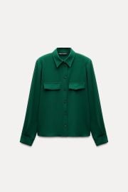 Crepe Shoulder Pad Shirt at Zara