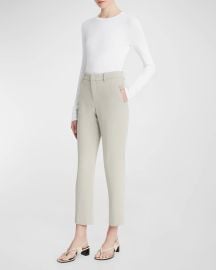 Crepe Tailored Straight-Leg Pants at Neiman Marcus