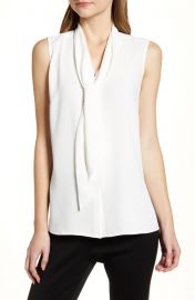 Crepe Tie Neck Sleeveless Blouse at Nordstrom