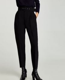 Crepe Trousers with Belt at Zara