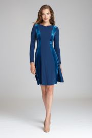 Crepe and Velvet Fit and Flare Dress by Teri Jon at Teri Jon