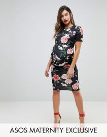 Crew Neck Bodycon Dress in Floral Print Dress by Asos at ASOS