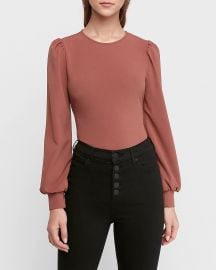 Crew Neck Puff Sleeve Top by Express at Express