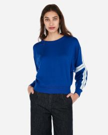 Crew Neck Varsity Stripe Sweatshirt at Express