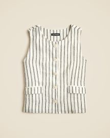 Crewneck Vest In Striped Linen For Women JCrew at J. Crew