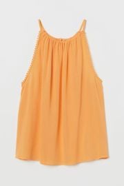 Crinkled Camisole Top - Sleeveless - Short - Light orange - Ladies HampM US at H&M