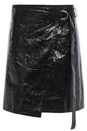 Crinkled coated-canvas mini wrap skirt by Helmut Lang at The Outnet